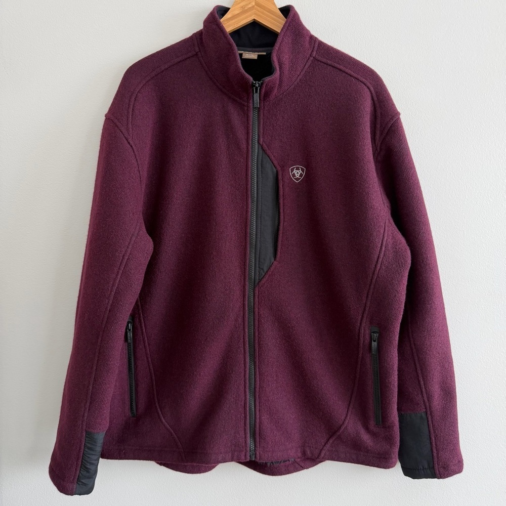 Ariat Men's Bowdrie Bonded Full Zip Stretch Wool Jacket Malbec Heather Size XL
